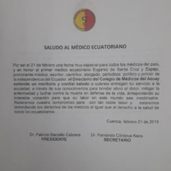 Saludo al médico ecuatoriano